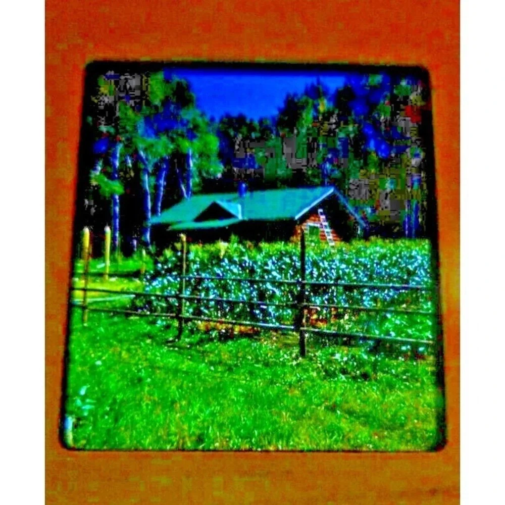 Vintage Stereo Slide Huston Lockwoods Cabin Angle Inlet Minnesota 3D View MN